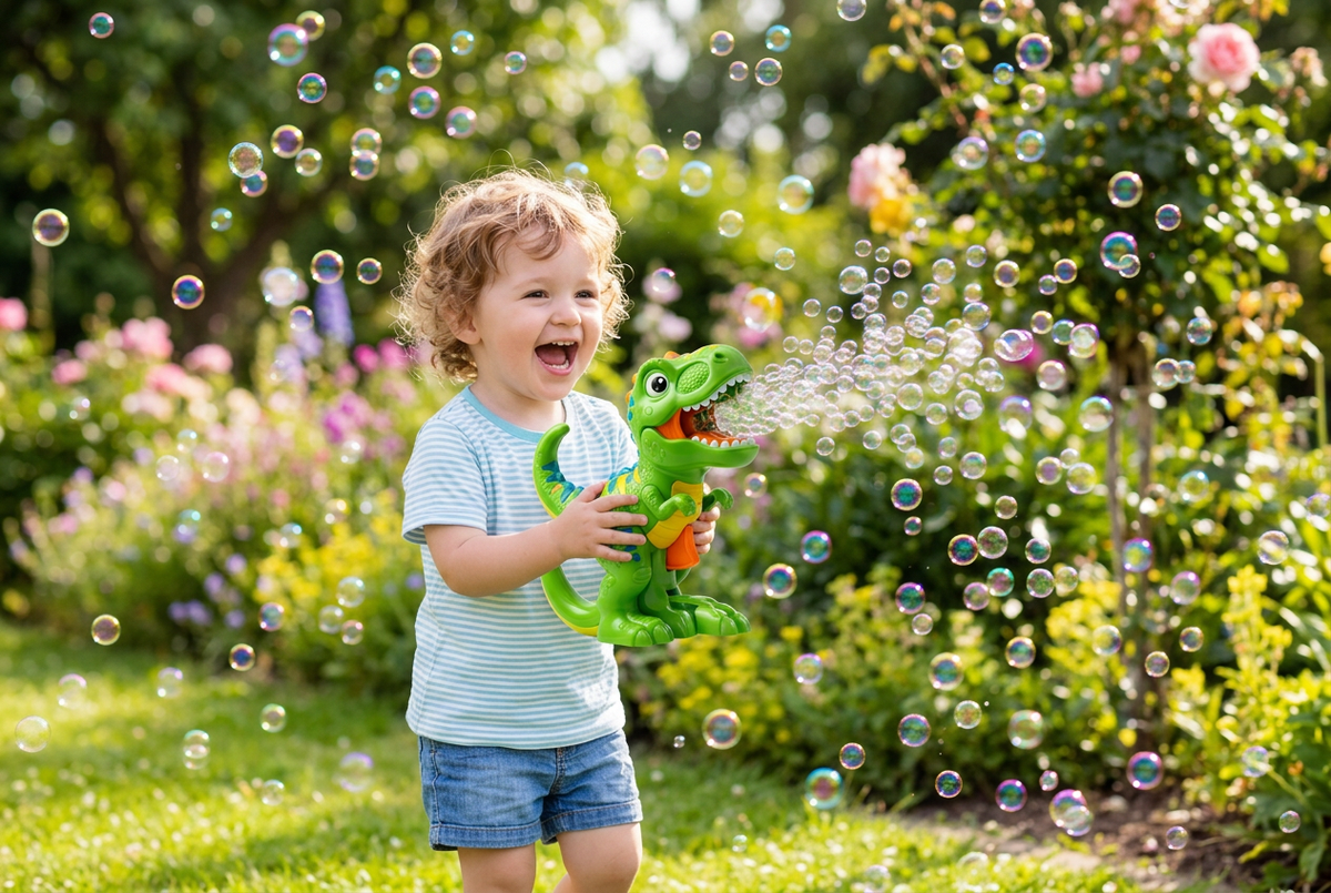 DinoBlast Electric Bubble Gun - Child Outdoors