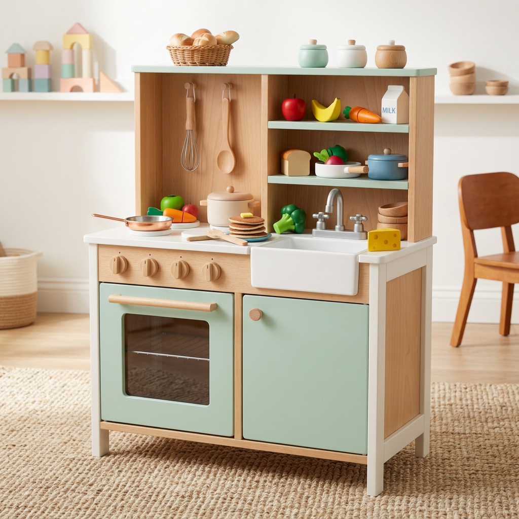Little Chef Wooden Play Kitchen - Hero Angle Shot