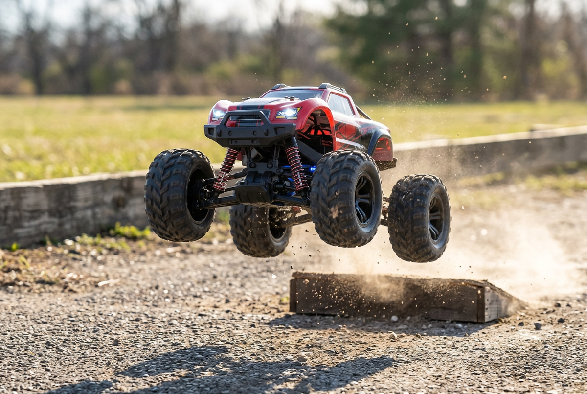 TurboBlaze LED RC Monster Truck - Ramp Jump Action