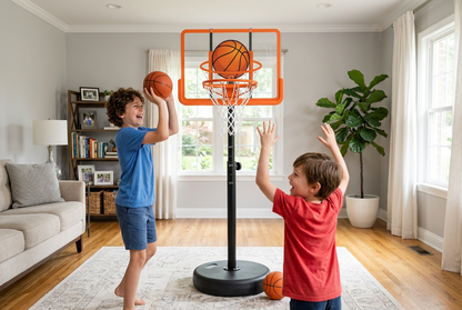 SlammDunk Kids Basketball Set - Brothers Competing