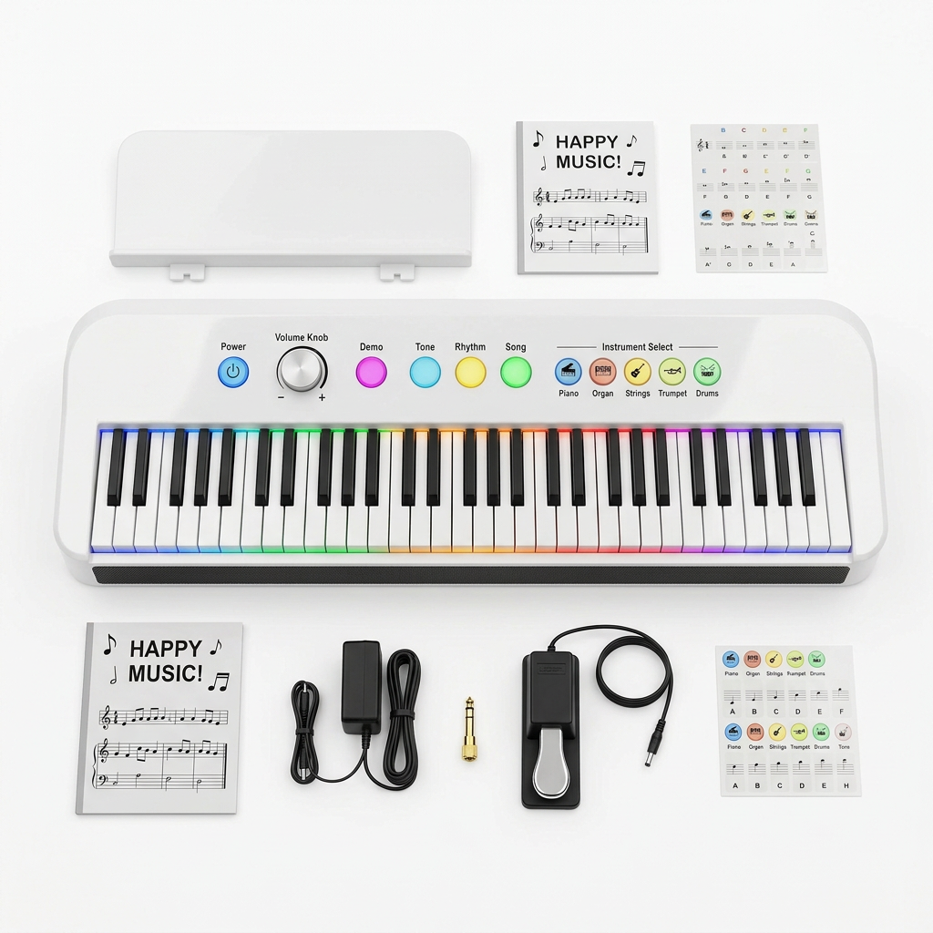 MelodyFirst 61-Key Keyboard - Contents Flatlay