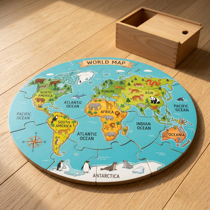 WorldWise Wooden Floor Puzzle - Full Puzzle Hero