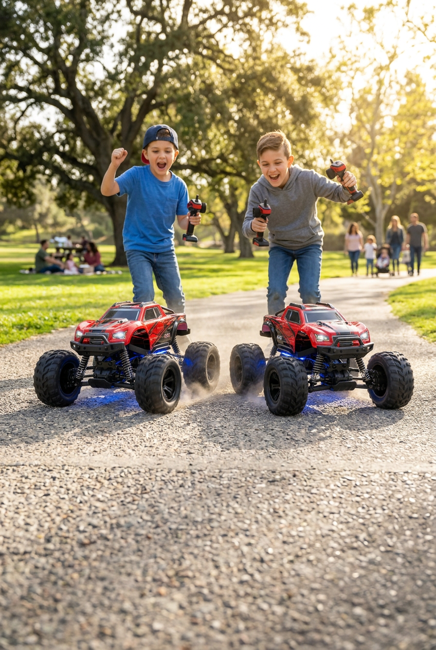 TurboBlaze LED RC Monster Truck - Two Boys Racing