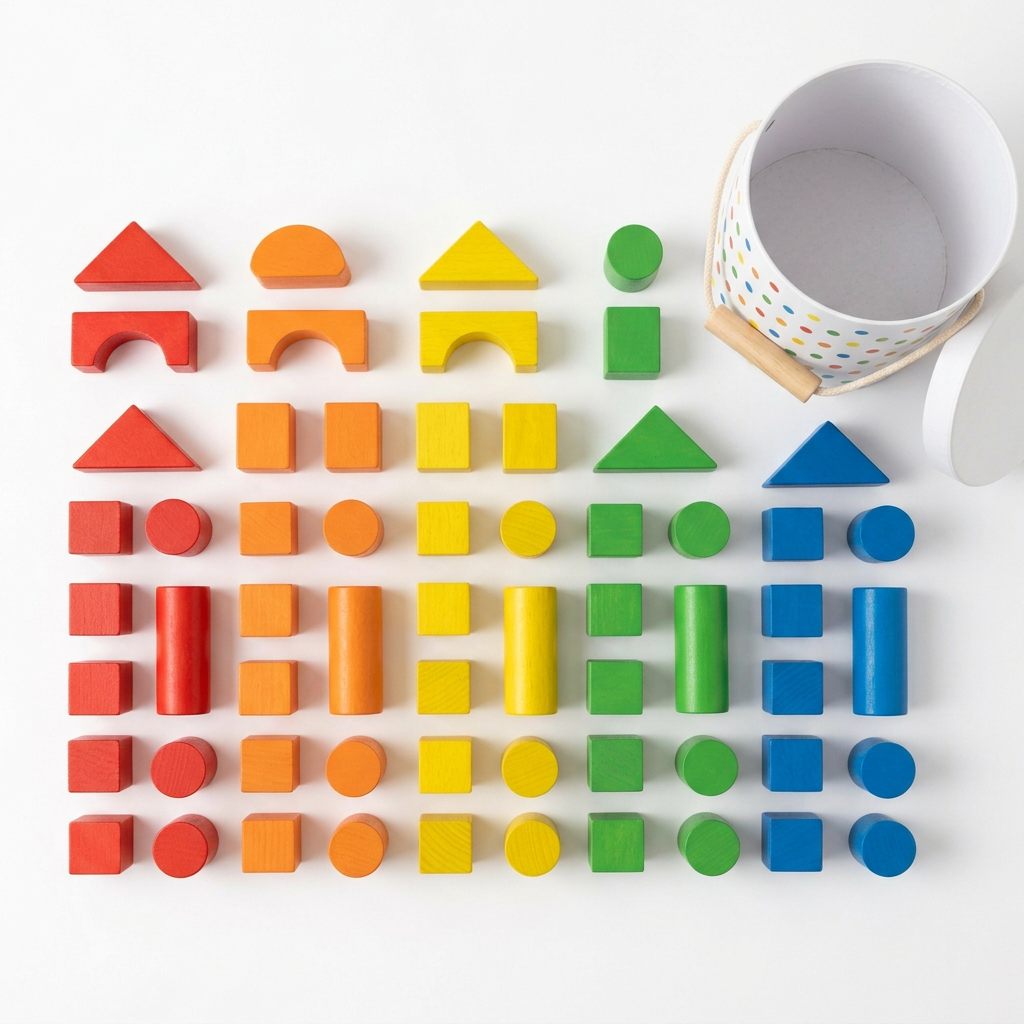 Rainbow Builder Blocks Set - Flatlay Rainbow