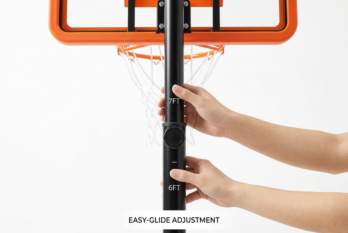SlammDunk Kids Basketball Set - Height Adjustment Detail