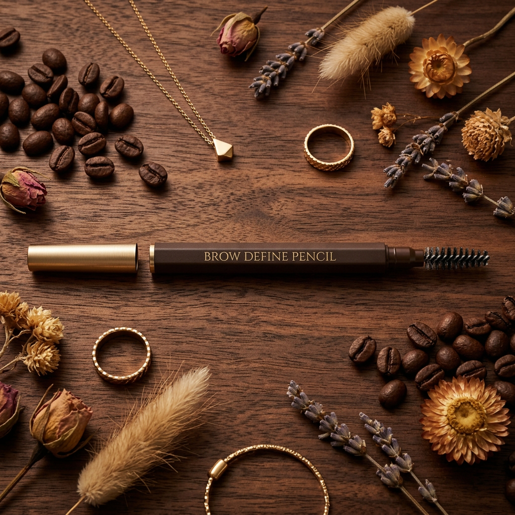 Brow Define Pencil - Walnut Wood Flatlay