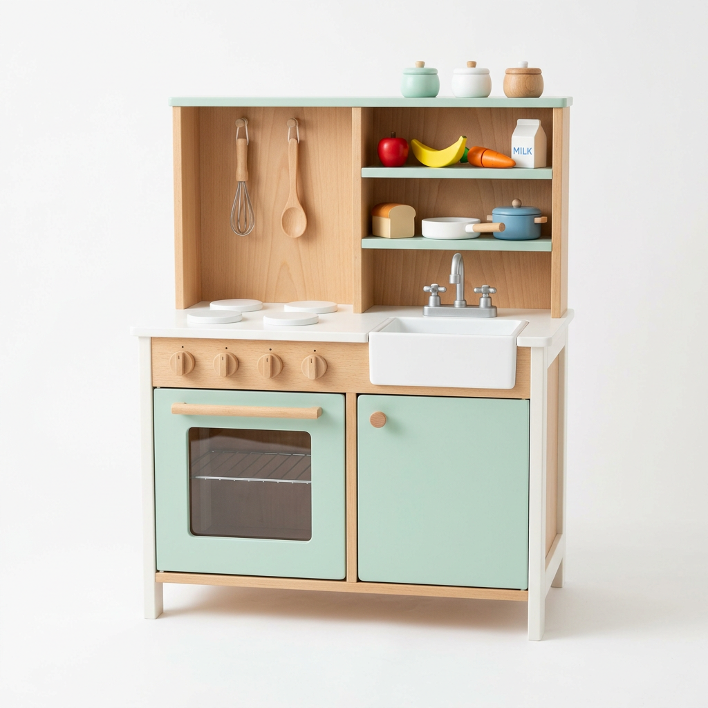 Little Chef Wooden Play Kitchen - White Background