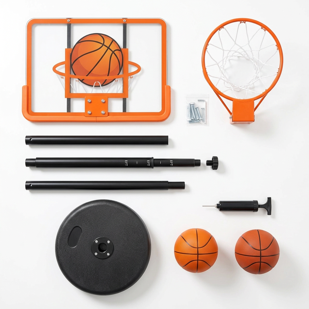SlammDunk Kids Basketball Set - Contents Flatlay