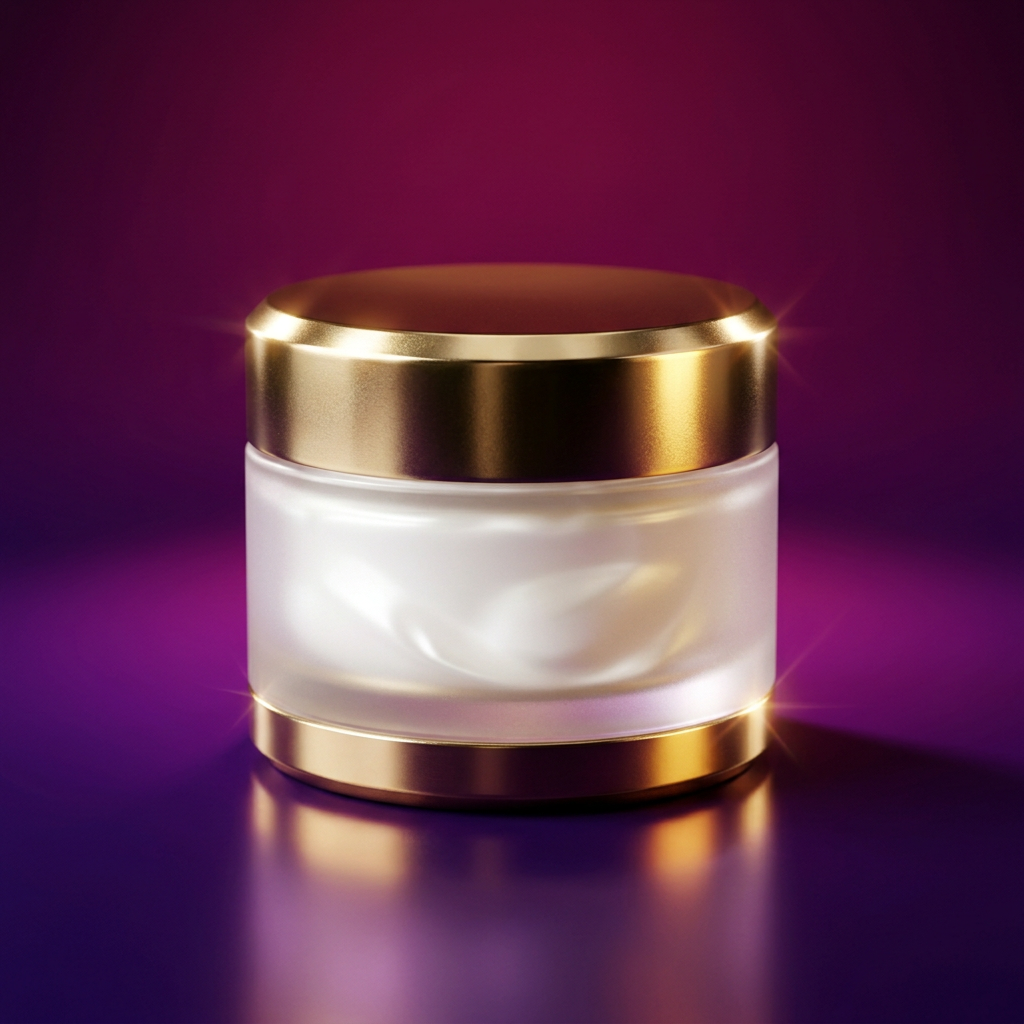 Radiant Gold Luxury Face Cream - Hero Shot Purple Background
