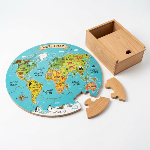 WorldWise Wooden Floor Puzzle - White Background