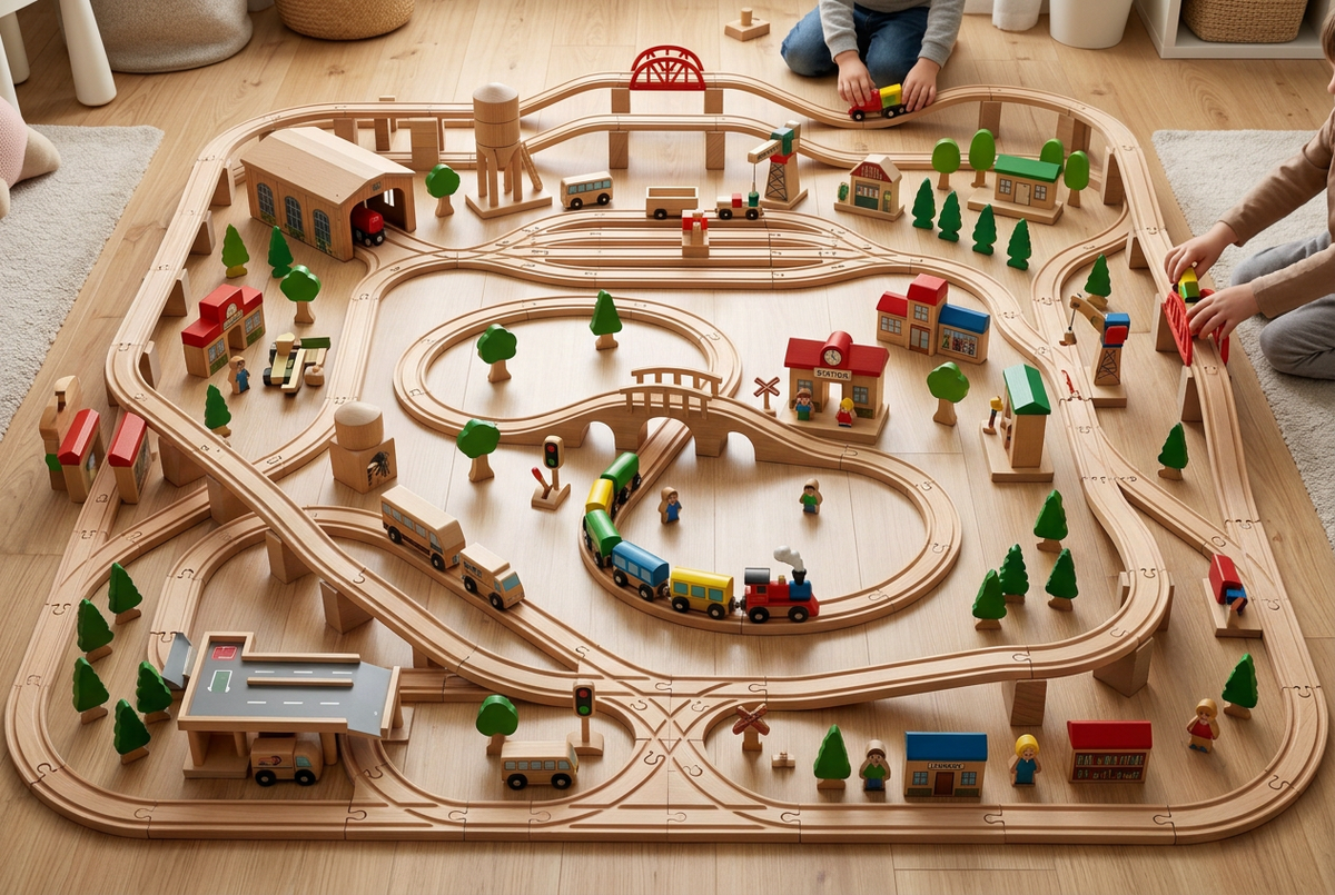 SteamPath Wooden Railway Train Set - Expanded Layout