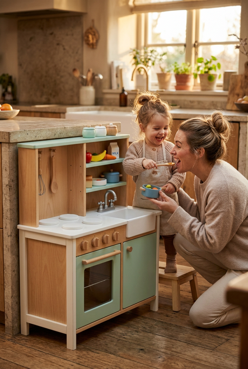 Little Chef Wooden Play Kitchen - Mother Daughter