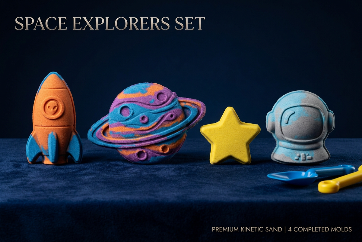 CosmicSand Space Kinetic Sand Set - Completed Sculptures