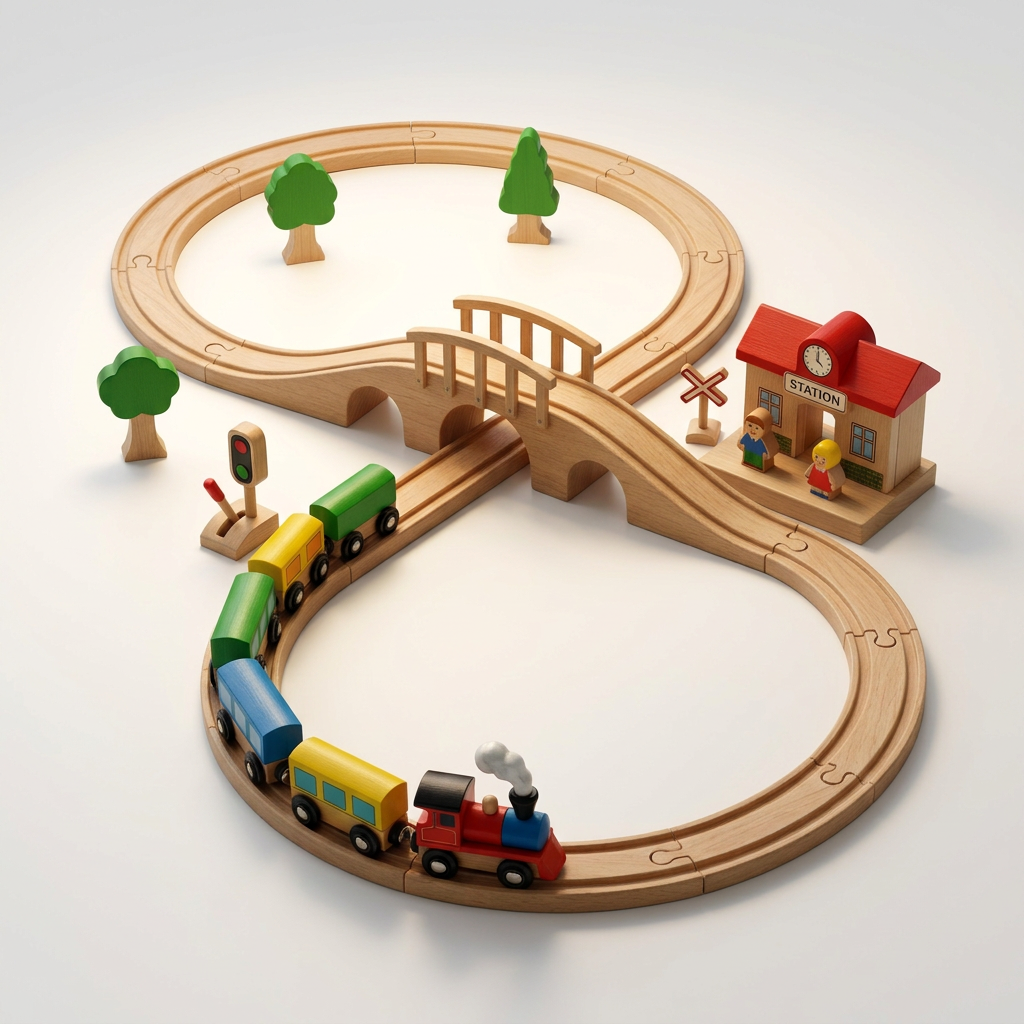 SteamPath Wooden Railway Train Set - Aerial Layout Hero
