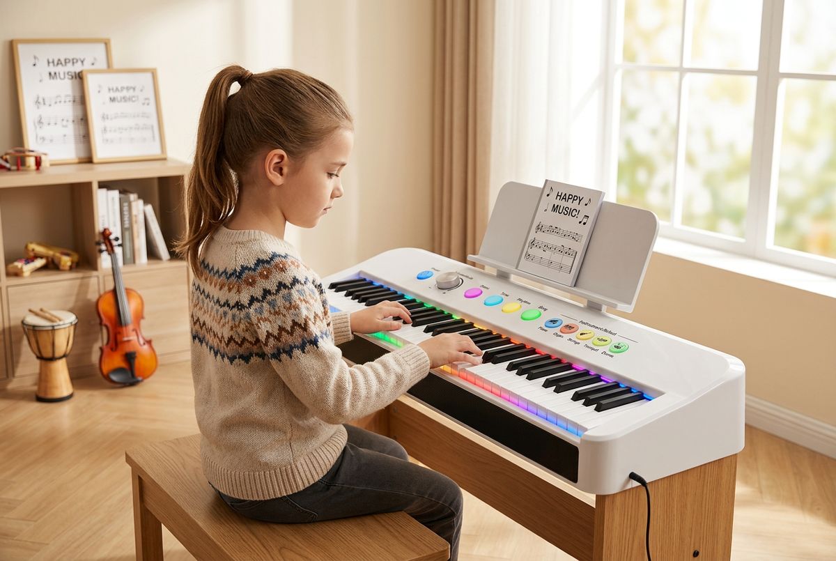 MelodyFirst 61-Key Keyboard - Girl Playing