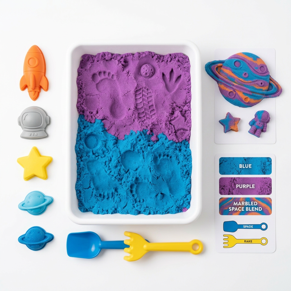 CosmicSand Space Kinetic Sand Set - Contents Flatlay