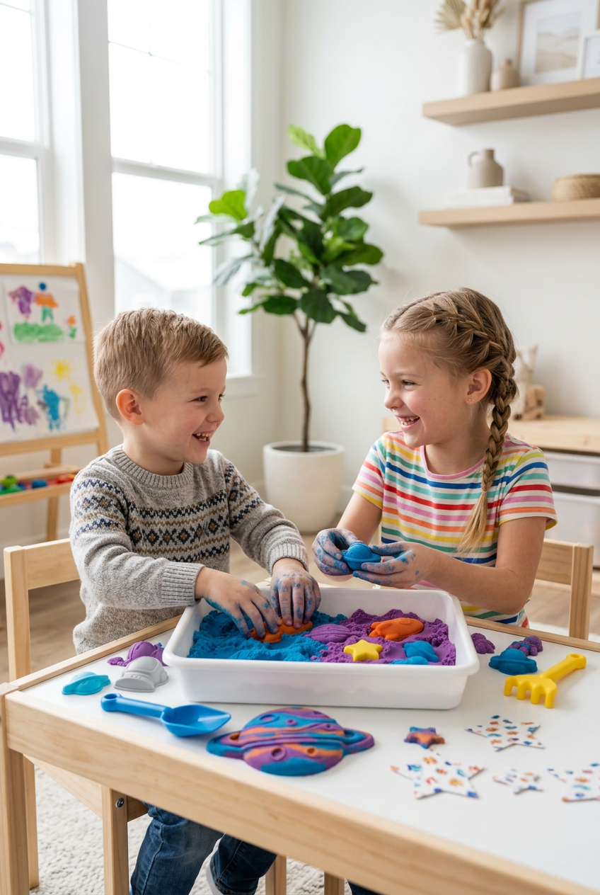 CosmicSand Space Kinetic Sand Set - Two Siblings Playing